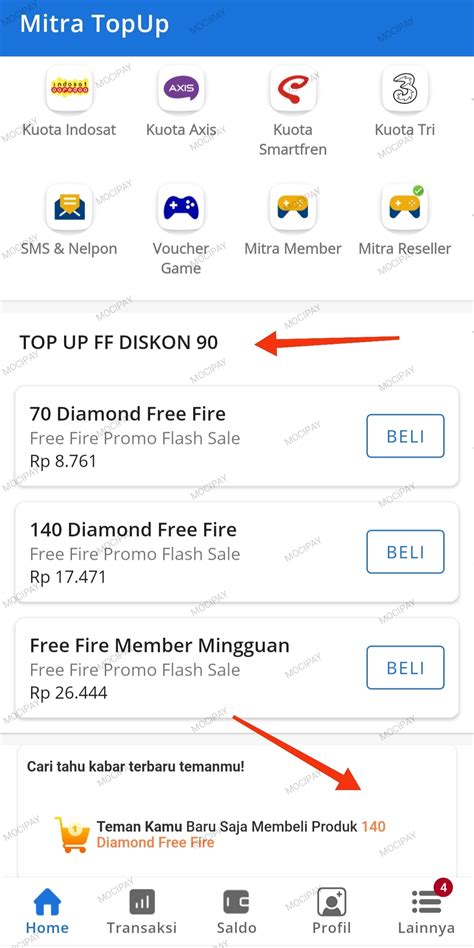 cara membuka topup diamon pakai telkomsel pilih diskon harian karena platinum murah lifetime garansi VP kecewa bundle kosong setelah itu unlock skin DANA aman tersimpan image 4