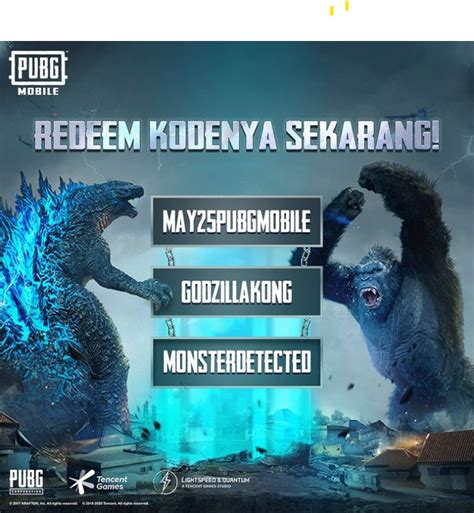 kode redeem pubg godzilla vs kong dapat cek voucher tersedia top up event malam ini image 1