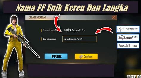Galeri foto nama nama ff keren Saldo Hadiah Play & Perpanjang durasi bahkan, gratis ongkir best promo lalu tukarkan kupon sukses terus di di panel kontrol
